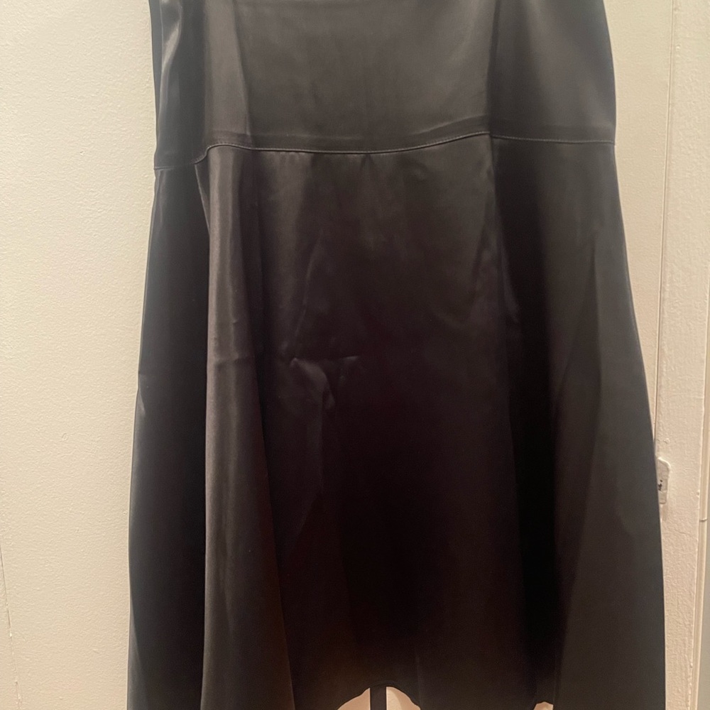 Black Satin Midi Skirt By Express - Picture 3 of 4